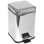 Waste Basket, Gedy 2209-13, Square Chrome Waste Bin With Pedal